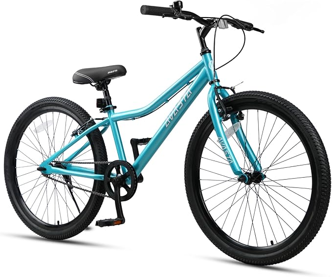 AVASTA Bilbo 18 20 24 Inch Kids Bike for Boys Girls 5-14 Years Old, Retro Style High Carbon Steel Bicycle with Adjustable Handlebars and Seat, Dual V-Brakes, Kickstand, Multiple Colors