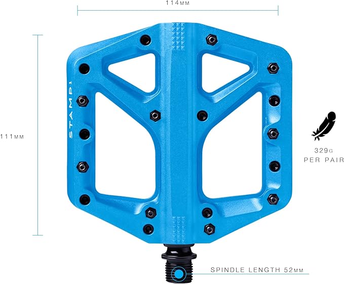 Crankbrothers Stamp Flat MTB Pedals - Size-Specific, Lightweight, Versatile, Durable Bike Pedals