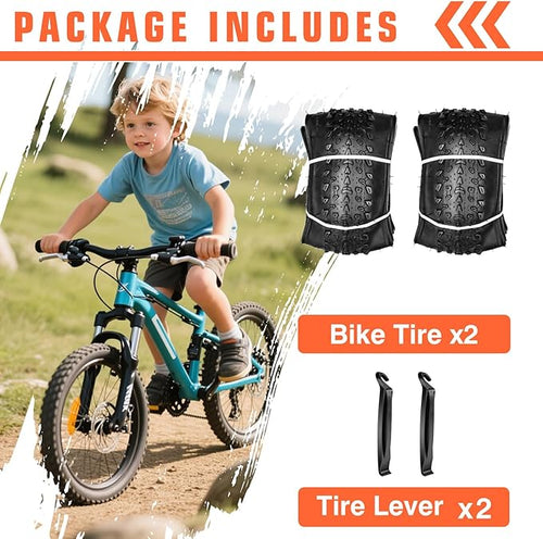 1 or 2 Pack 20 x 2.35 Bike Tire 20 inch Bike Tire Folding Replacement Bicycle Tire for MTB Mountain Bike BMX Bicycle and Commuter Bike