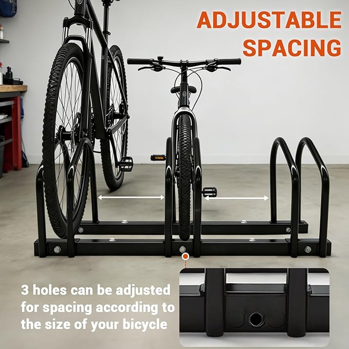 Bike Rack Floor Stand Parking for 3 Bikes,Ideal Bike Storage Organizer for Mountain & Road Bikes with 22-28" Wheel Stand & 2.2" Tire Width, Bike Stand for Garage/Indoor/Outdoor