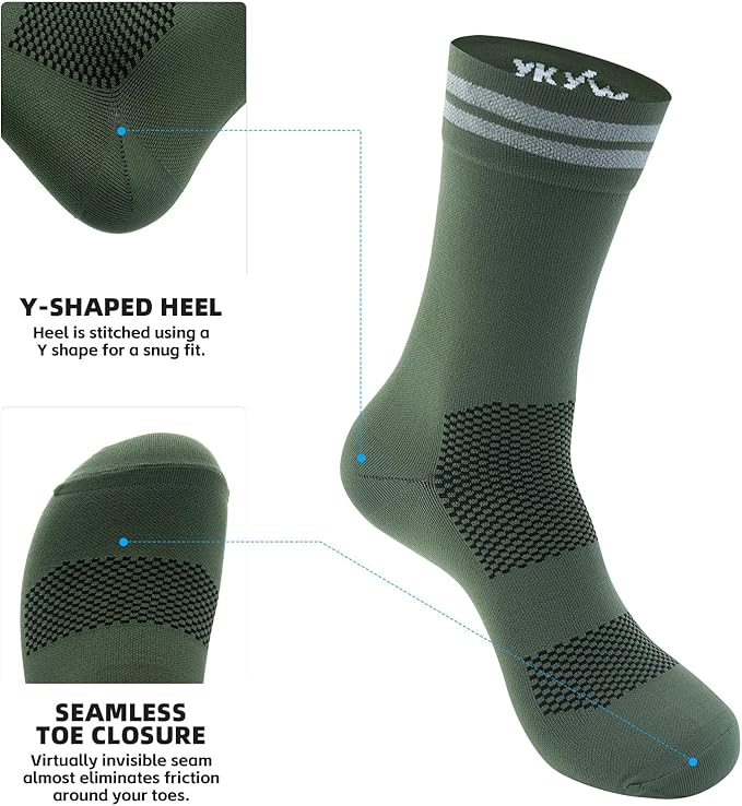 YKYWBIKE Cycling Socks for Men Women-Athletic Crew Bike Socks,Compression Biking Socks for Men Cycling,MTB Riding Socks