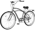 MOPHOTO 24" 26" Adult Bike 7-Speed Beach Cruiser Bike for Adults, Rear Rack, Fenders, Step-Through or Classic Frame