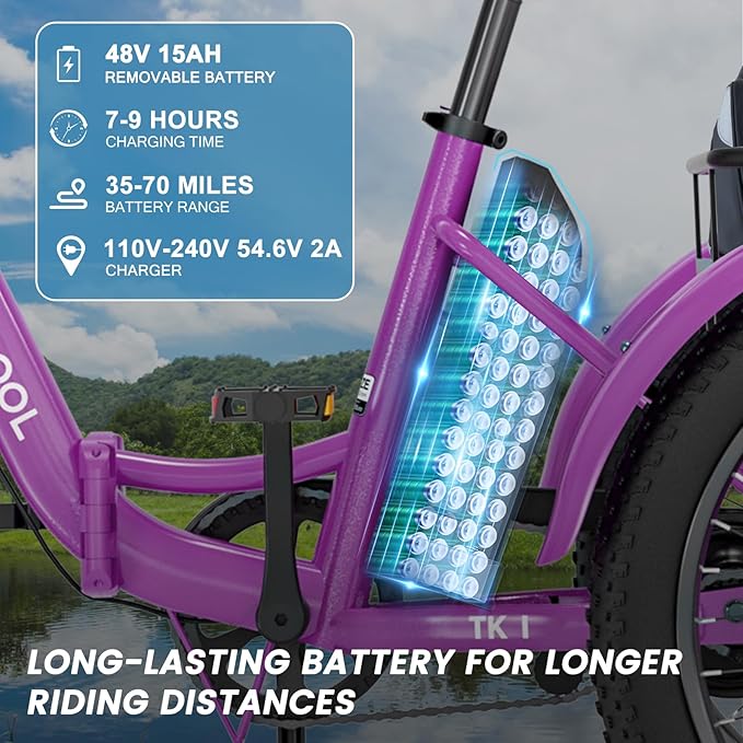 MOONCOOL Folding Electric Tricycle for Adults, 48V 500W 3 Wheels Electric Trike, Aluminum Frame 750W Electric Tricycle Adult Bicycle with Removable Battery, Front and Back Bags