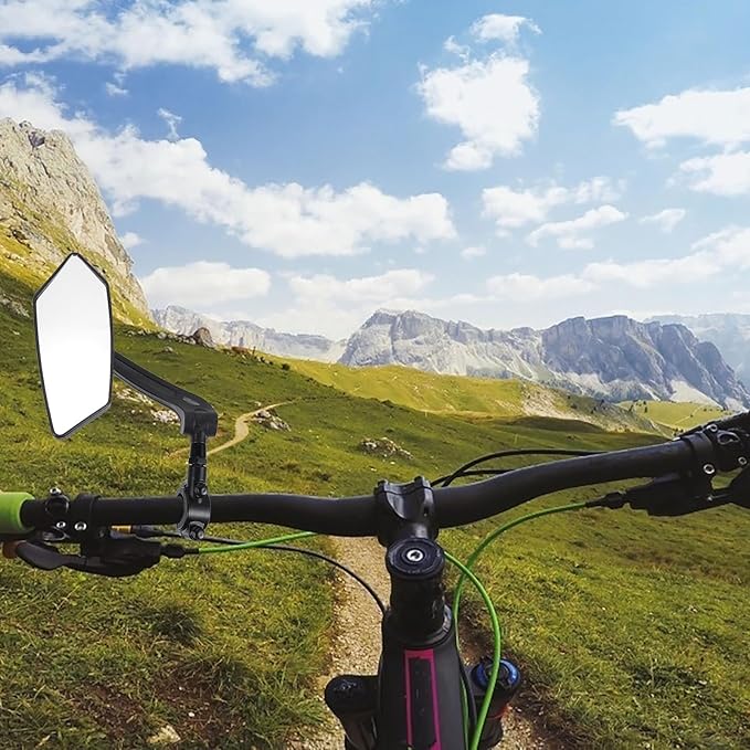 Bike Mirror for Handlebar Left Side HD Flat Rearview Bicycle Mirror with Handlebar Mount Cycling Rear View for Mountain Bike Riding Safety