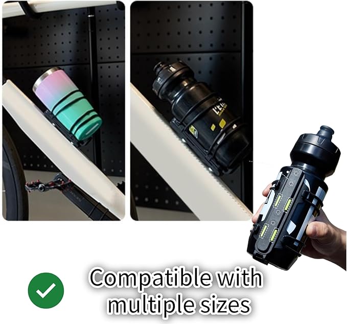Rcool Universal Magnetic Cycling Bike Bottle Cage, Sturdy Bike Cup Holder Rack, Bicycle Drink Cage, Secure No-Fall Buckle,with Straps and Screw Tool, Black,for 2.25-3.94" Bottles