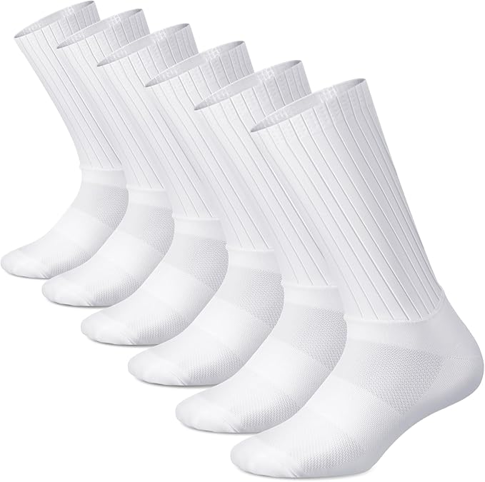 Newcotte 3 Pairs Aerodynamics Socks Cycling Aerodynamics Socks Anti-slip Silicone Line Cycling Sports Running for Men Women