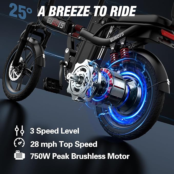 Electric Bike for Adults,750/1000W Motor E-Bike,28/30 MPH,748.8/960 Wh Removable Battery,25-45Miles,16/20in Commuter Ebikes,Full Suspension Electric Bicycles for Adults -2 Seater