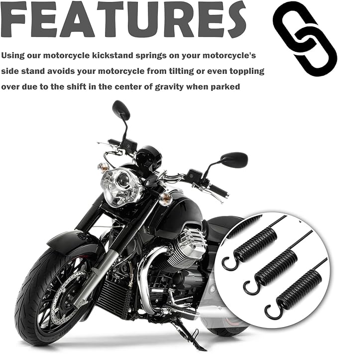 5PCS Motorcycle Kickstand Spring Kit,Sturdy Mini Bike Kickstand Springs Kit Includes 5 Lengths 120mm/75mm/100mm/90mm/110mm,Professional Motorcycle Accessories Side Stand Spring