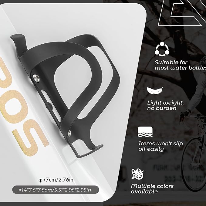 ROCKBROS Bike Water Bottle Cage Holder Lightweight Alloy Aluminum Bicycle Water Bottle Holder Cages Secure Hold Brackets for MTB, Road,Gravel Bike，Blcak