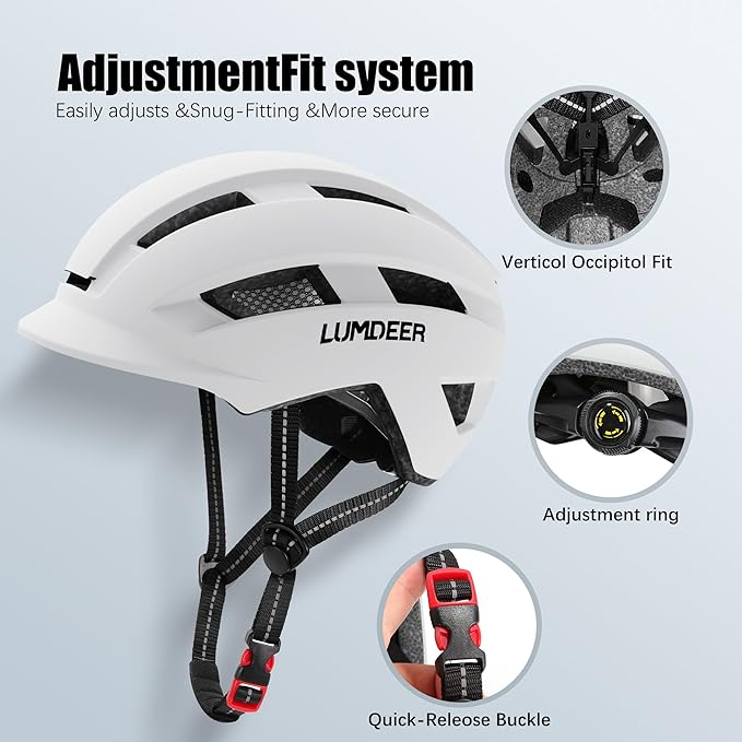 LUMDEER NEUBOZ Hat Bike Helmet for Adults - Certified Bicycle Helmet with Light & Visor, Durable Commuter Ebike Helmet for Men Women