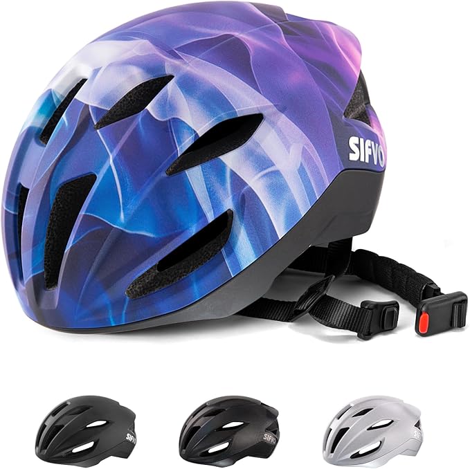 Adult Bike Helmet, SIFVO Road Bike Helmet Adjustable 55-58cm, Magnetic Buckle Lightweight Cycle Helmet for Men and Women Commuting Cycling Scooter Helmet