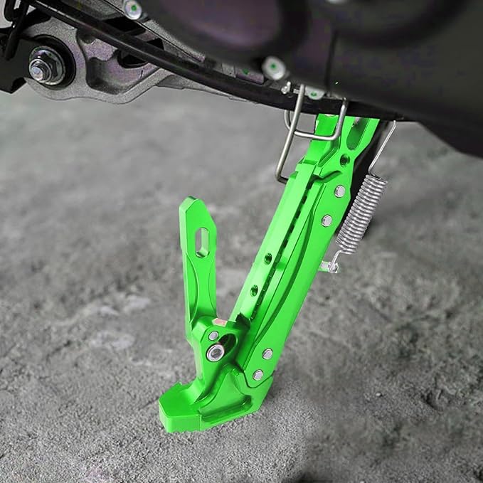 Universal Motorcycle Kickstand Adjustable Foot Side Support Parking Kickstand for Electric Motorbike Parking Foot Side Support Stand (Green-1)
