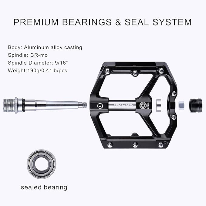 CXWXC Road/MTB Bike Pedals - Aluminum Alloy Bicycle Pedals - Mountain Bike Pedal with Removable Anti-Skid Nails