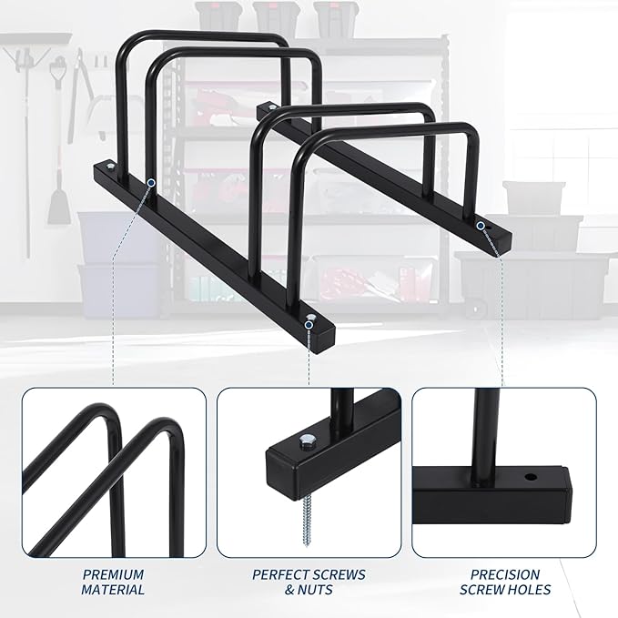 Garvee Bike Floor Stand, Wall-Mounted Bike Parking Rack for 22–28 in Wheels, Indoor Outdoor Bicycle Storage Stand, Fits Up to 2 in Tire Width