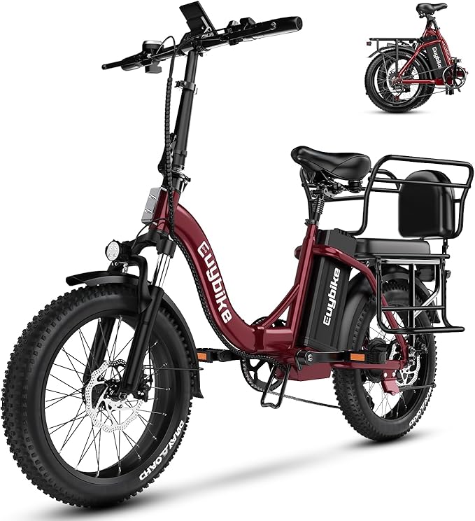 1000W Folding Electric Bike,48V 20AH Removable Battery E Bike,30+MPH,80 Miles Max Range Electric Bike for Adults,20" Fat Tire Foldable ebike,Adult Electric Bicycle for Commute Beach Snow