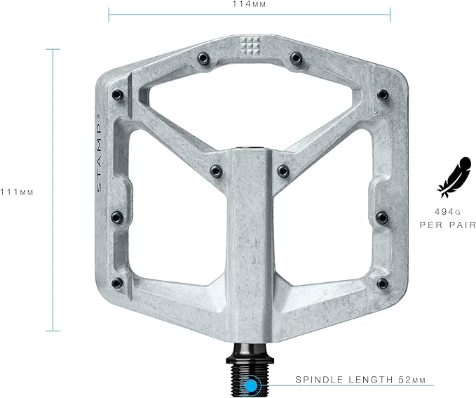 Crankbrothers Stamp Flat MTB Pedals - Size-Specific, Lightweight, Versatile, Durable Bike Pedals