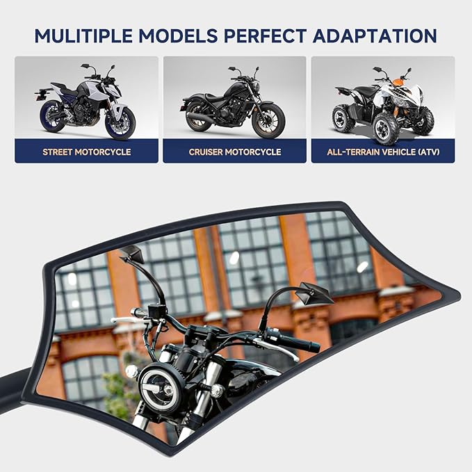 Motorcycle Mirrors - Universal M8 M10 Motorcycle Handlebar Mirrors Rear View Mirrors Compatible with Shadow Rebel 300 500 MT-03 CB125R Vulcan S 900 Z900 Z125 pro MT-07 MT-09 Black