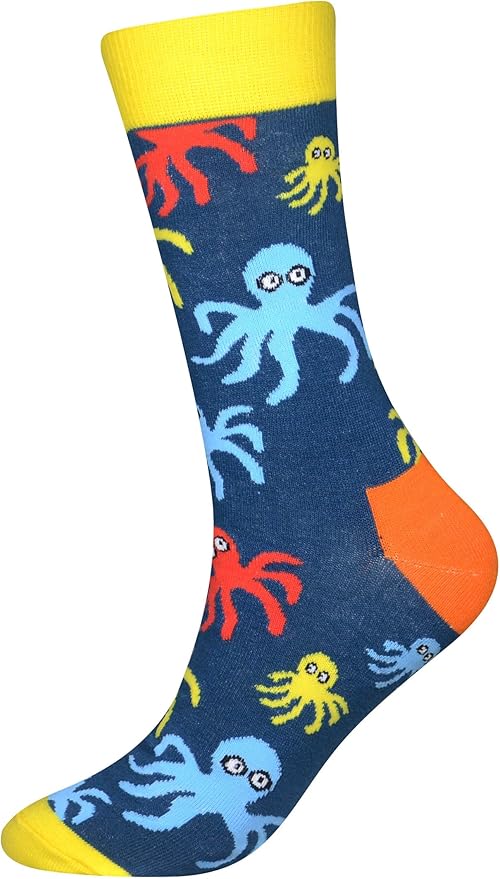 Cansok Men's 2/4 Packs Fun Crazy Novelty Dress Crew Socks