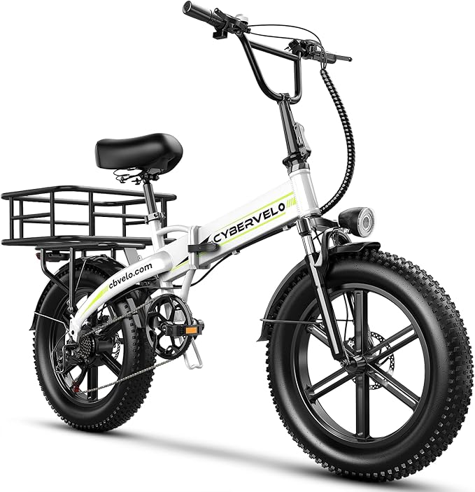 1000W Folding Electric Bike, 48V 20.8AH Large Removable Battery E-Bike, 30+MPH, 80 Miles Max Range, 20" Fat Tire Electric Bike for Adults, Adult Electric Bicycles for Commute