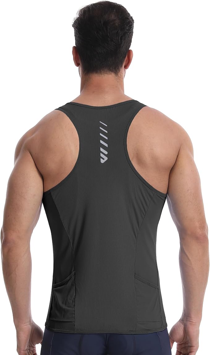Lo.gas Sleeveless Cycling Jersey Men, Biking Base Layer Breathable and Lightweight with Back Pocket Sports Vest