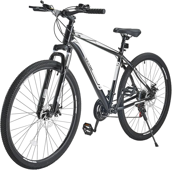 VEVOR Mountain Bike for Men/Women, 20"/26"/29" Sizes, 7/21/24 Speed Twist Shifting, Front or Dual Suspension, Dual Disc Brakes, Comfort Saddle, Sleek Colors
