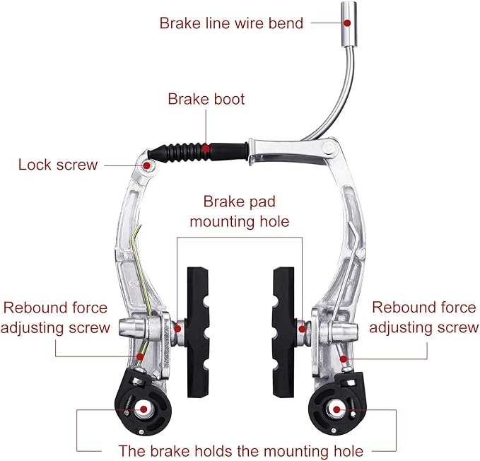 Universal Mountain Bike Brakes Set - 2 Pairs, Replacement for Most Bicycles, Includes 2 Pieces Brake Cables, Gear Shift Cable Wire, End Caps, End Ferrules