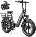Heybike Ranger Foldable Electric Bike for Adults, 1200W/1800W Peak Motor, 28/32MPH E Bike, 55/90 Miles Range, 20"x4.0" Fat Tire Ebike with Removable Battery, Hydraulic Brakes for Snow, Beach,Commuting