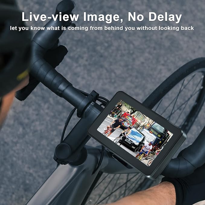 PARKVISION Bike Rear View Mirror,1080P AHD Bicycle Rear View Camera with 4.3''Screen,360°Rotatable Bracket, 5000mAh Battery Bike Handlebar Mirror with 110°Appropriate Angle for Most Bikes