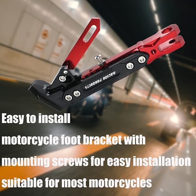 Universal Motorcycle Kickstand Accessories Motor Scooter Modified CNC Aluminum Alloy Adjustable Tripod Holder Kickstand Foot Side Support Stand Motor Scooter Motorbike Motocross Dit Pit Bike