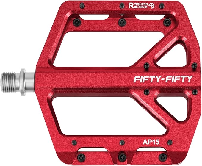 FIFTY-FIFTY Mountain Bike Pedals, Non-Slip and Aluminum Alloy Bicycle Flat Pedals, 9/16" Sealed Bearing, Lightweight and Wide Platform for All Mountain, Enduro, Downhill, E-Bike, MTB