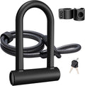 Bike U Lock Heavy Duty Bike Lock Bicycle U Lock, 16mm Shackle and 4ft/6ft Length Security Cable with Sturdy Mounting Bracket for Bicycle, Motorcycle and More