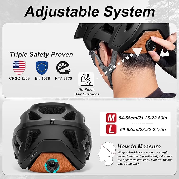 KINGBIKE NTA-8776 Mountain Bike Helmet Professional Ebike Helmets with 3-Level Adjustable Visor & Camera Mount E-MTB Helmet for Adults Men Women Youth E-Bike Safety Certified