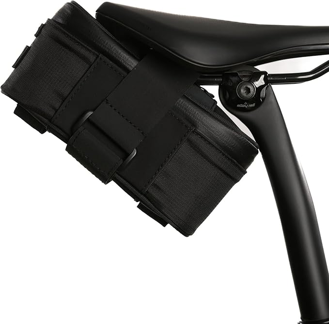 ALMSTHRE Signature XL Bike Saddle Bag - Midnight Black | 1.0L Bike Seat Bag (6.5" x 3" x 3") | Water-Resistant Ripstop, Waterproof Zipper, Internal Phone Sleeve | Under Seat Storage