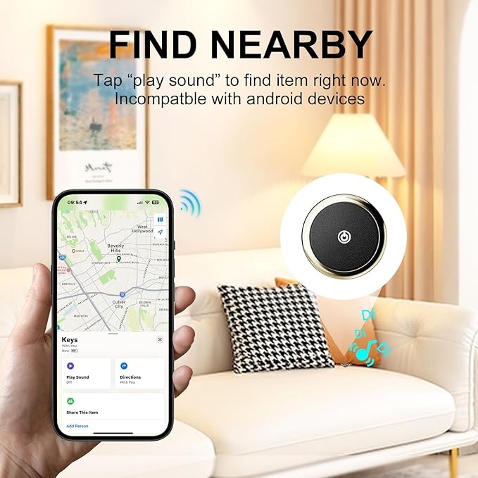 Tracker Tag Finders Work for Apple Find My (iOS Only) GPS Tracker for Luggage Keys Backpack (Black, 1Pack)