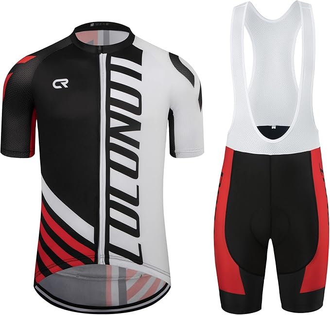 Coconut Ropamo CR Men's Cycling Jersey Set Road Bike Jersey Zipper Pocket Bib Shorts with 4D Padded Cycling Clothing Set