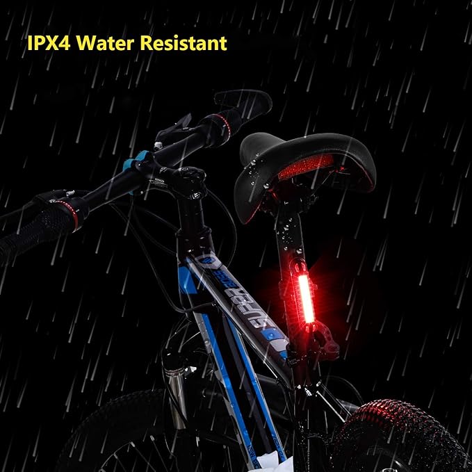 Bike Tail Light (2 Packs), USB Rechargeable LED Bicycle Rear Light, Ultra Bright Waterproof Bike Light for Cycling Safety, Red/Green/Blue 7 Light Modes Fits on Any Road or Mountain Bike