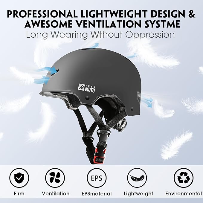 Skateboard Helmet for Adults - Adjustable Certified Safety Adults Helmet for Skateboarding Bike Bicycle Scooter Cycling Skate Skating Multisport Helmets for Women Men Boys Girls Kids Youth