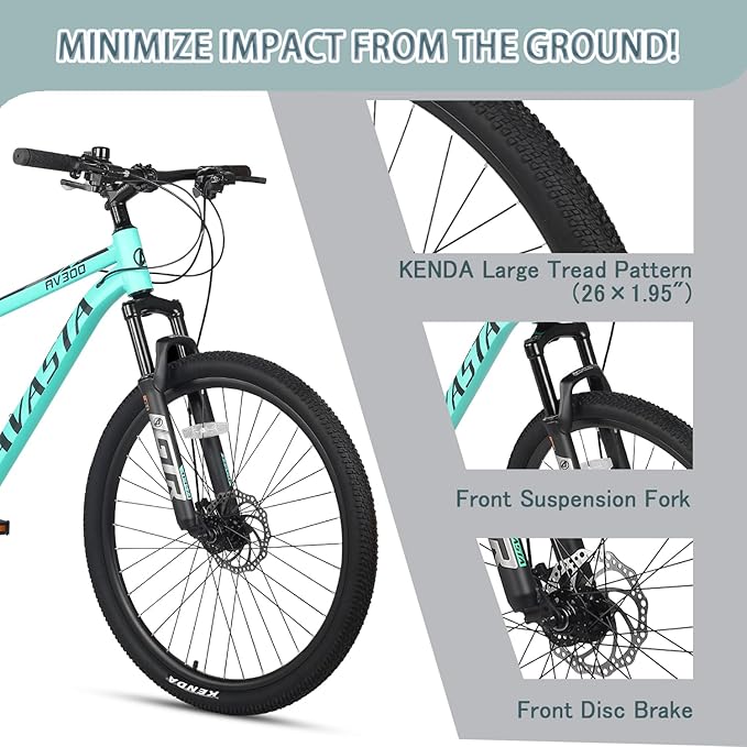 AVASTA AV300 26 27.5 inch Mountain Bike with 21-Speed, Aluminum Frame, Dual Disc Brake, Comfortable Saddle, Multiple Colors