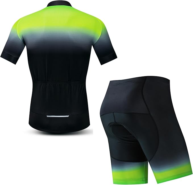 JPOJPO Cycling Jersey Men Set Bike Shirt Kit Short Sleeve Clothing Tops+5D Padded Shorts Summer Breathable Quick-Dry S-3XL