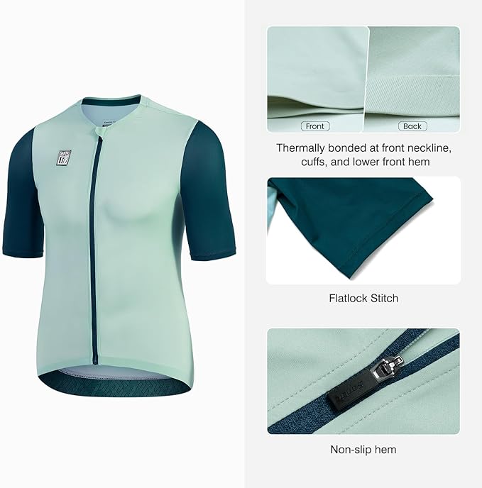 Santic Men's Cycling Jersey Short Sleeve Tops Pro Road Bike Shirt Full Zipper UPF 50+ Bicycle Jersey with Pockets