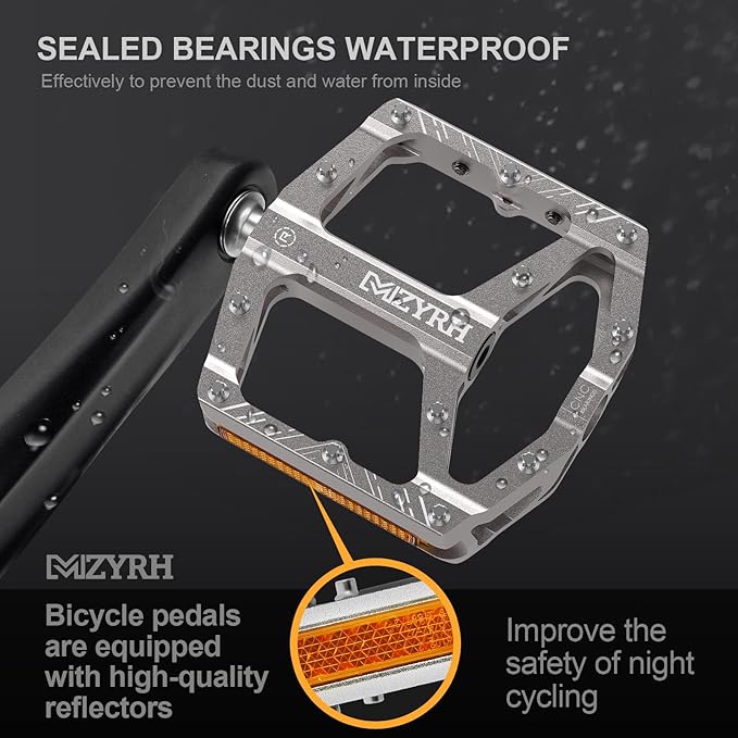 MZYRH Mountain Bike Pedals MTB Pedals,9/16" Non-Slip Lightweight Aluminum Alloy Bicycle Pedals for Road Mountain BMX MTB