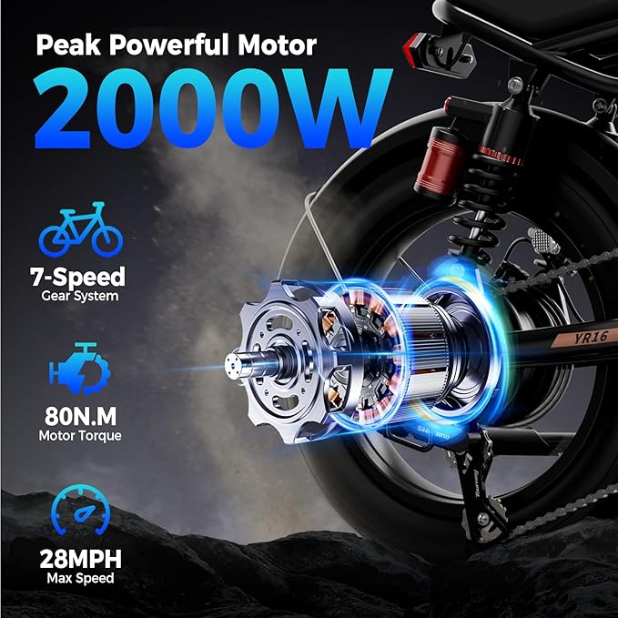 Electric Bike for Adults Teens,3000W/2000W Peak,20"/16" Fat Tire Off Road Dirt Ebike,80/55 Miles LongRanger,32/28 MPH E Bike Bicycles, Fat Tire All Terrain E-Bike,E Bike for Hunting,YR20 with Footrest