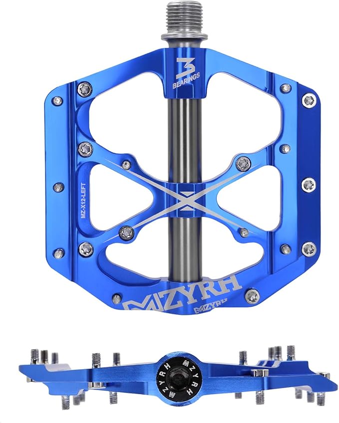 MZYRH 3 Bearings Mountain Bike Platform Pedals - Flat Alloy 9/16" Non-Slip Bicycle Pedals