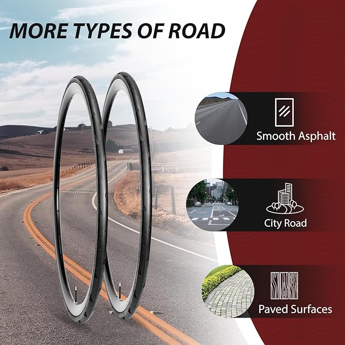 MOHEGIA 700C Road Bike Tire: 700x25C/700x28C Foldable 60 TPI Bicycle Tires Replacement for Cycle Race Road Touring Bike