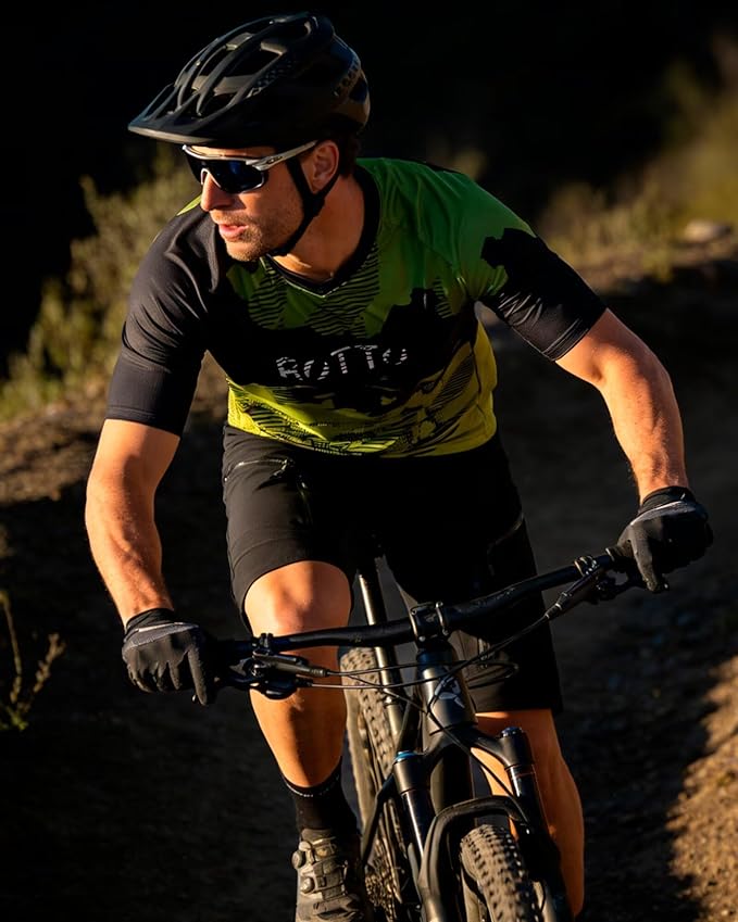 ROTTO Mens MTB Jersey Mountain Bike Cycling Shirt Short Sleeve for MTB BMX Downhill Wicking Quick Dry