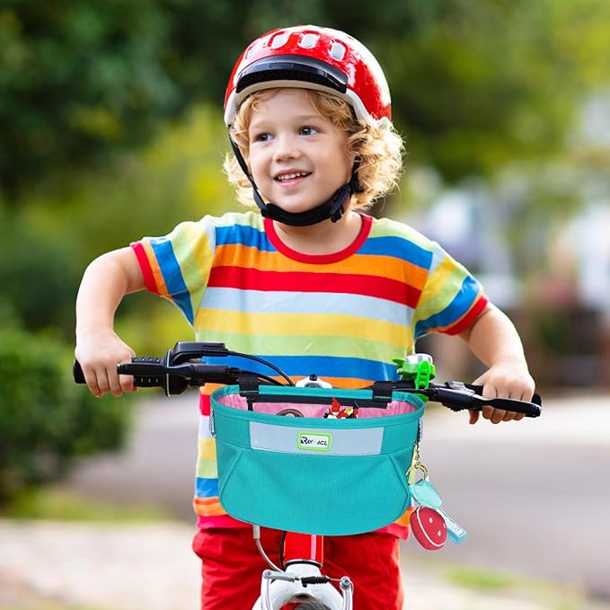 RAYMACE Kids Bike Basket,Children's Bike Basket Front,Waterproof Bicycle Basket Handlebar Bag for Girls,Boys Toddlers Bike or Scooter Accessories