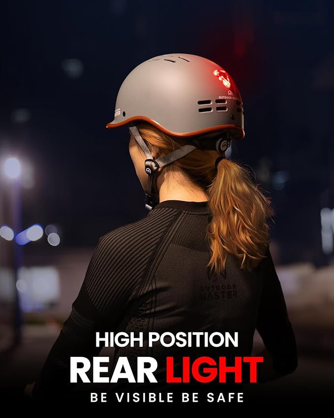 OutdoorMaster Bike Helmet for Adults,Adjustable Cycling Helmet with Light for Men & Women - Safety Certified for Bicycle Skateboard Road Bike Skating Roller Commuting Helmet