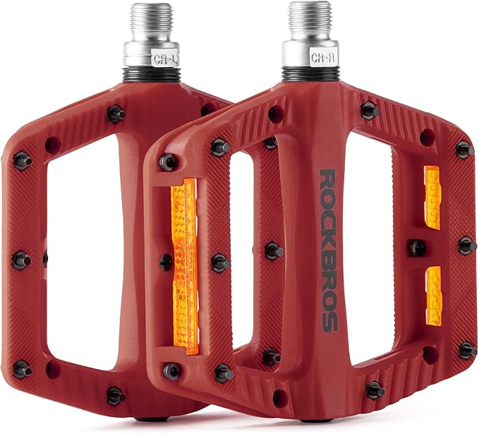 ROCKBROS Mountain Bike Pedals Bicycle Nylon Pedals 9/16 Inch Sealed Bearing Lightweight Platform for Road Mountain BMX MTB Bike
