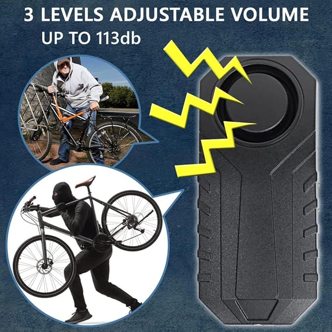 Japard Loudest 113dB Bike Alarm with Remote, Wireless Anti-Theft Vibration Motion Sensor, IP55 Waterproof Bicycle Motorcycle Bell, KS-SF22R