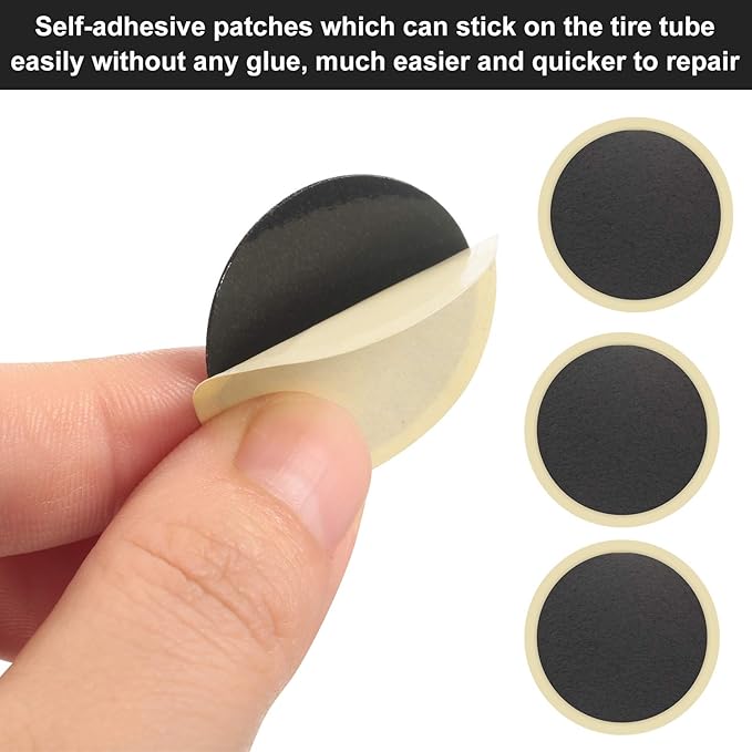 28 Pieces Pre-glued Patch Puncture Repair Kit Bike Tire Repair Kit, Bicycle Tube Puncture Rubber Glueless Patches with Metal Rasp and Portable Case for Bike Inner Tube(Black)